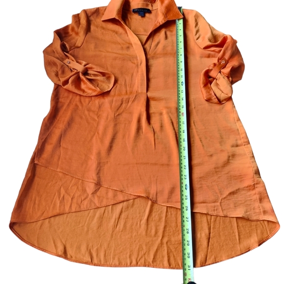 ๐3/$40 Sale!Mix & Match๐ Renuar Iridescent Orange High Low Flowy Blouse - Picture 6 of 9